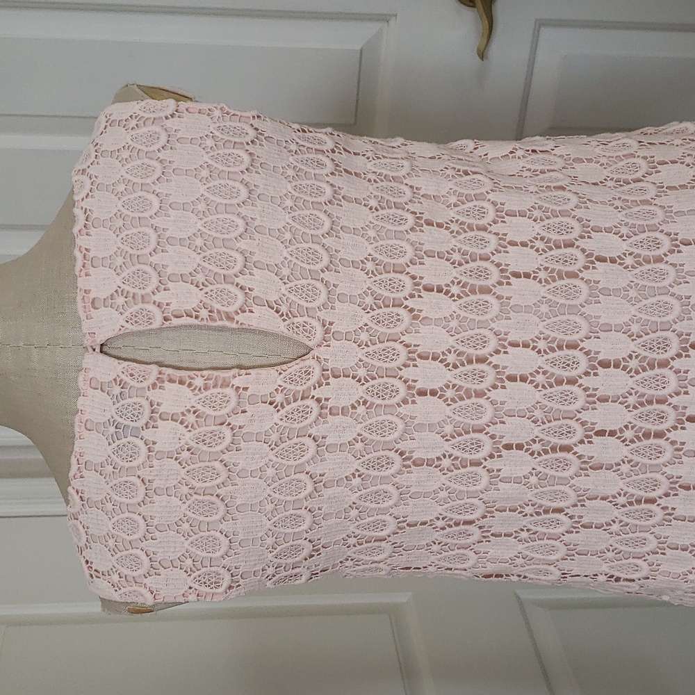 Ann Taylor Peach Blush Pineapple Crochet Lace Sleeveless Top MEDIUM Coquette - Picture 7 of 12